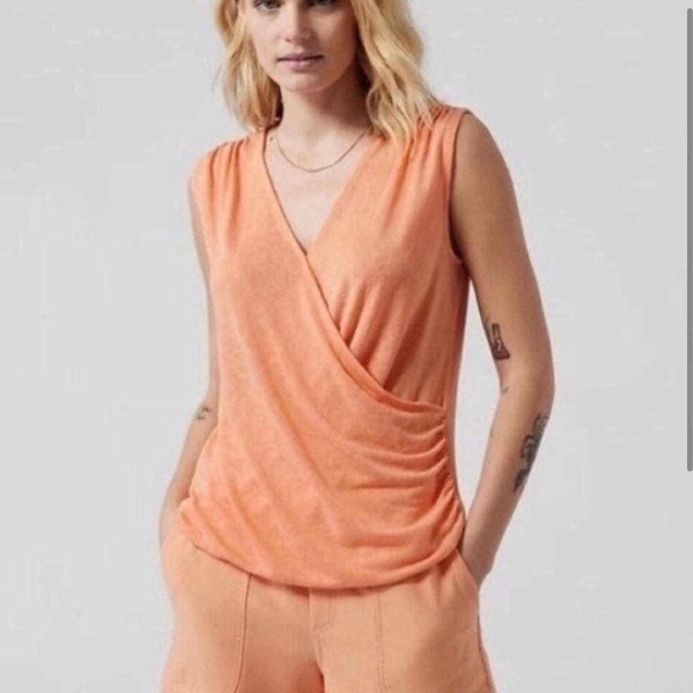 NWT Athleta Breezy Wrap Tank Peach Sleeveless Lightweight Top Size Small